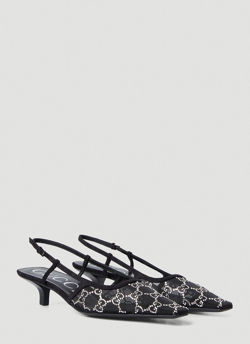 Crystal GG Slingback Kitten Heels - 2