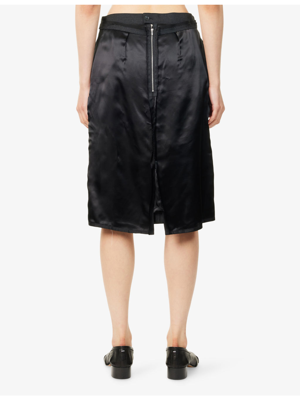 Contrast-Satin High-Waist Woven Midi Skirt - 4