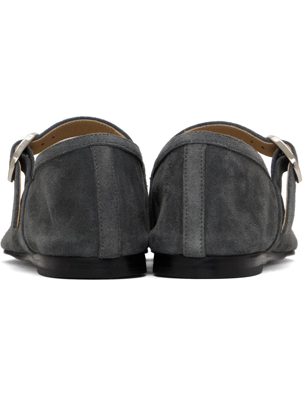 Gray Mary Jane Ballerina Flats - 2