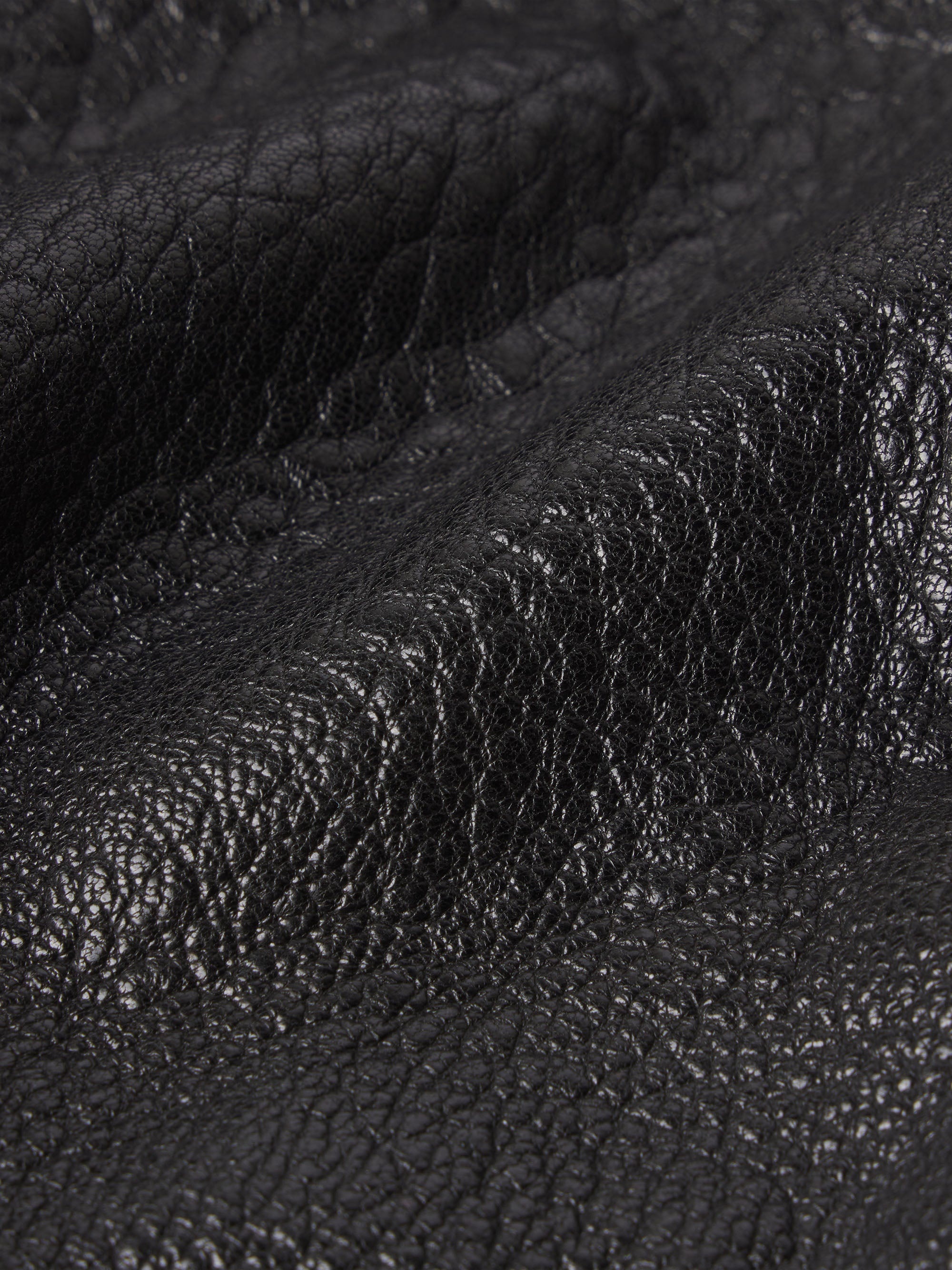 Leather Button Front Jacket in Black - 5