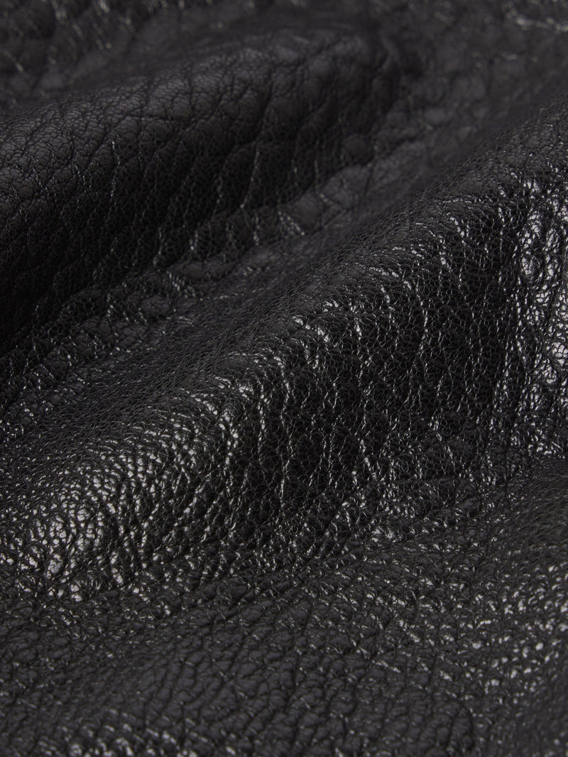 Leather Button Front Jacket in Black 5