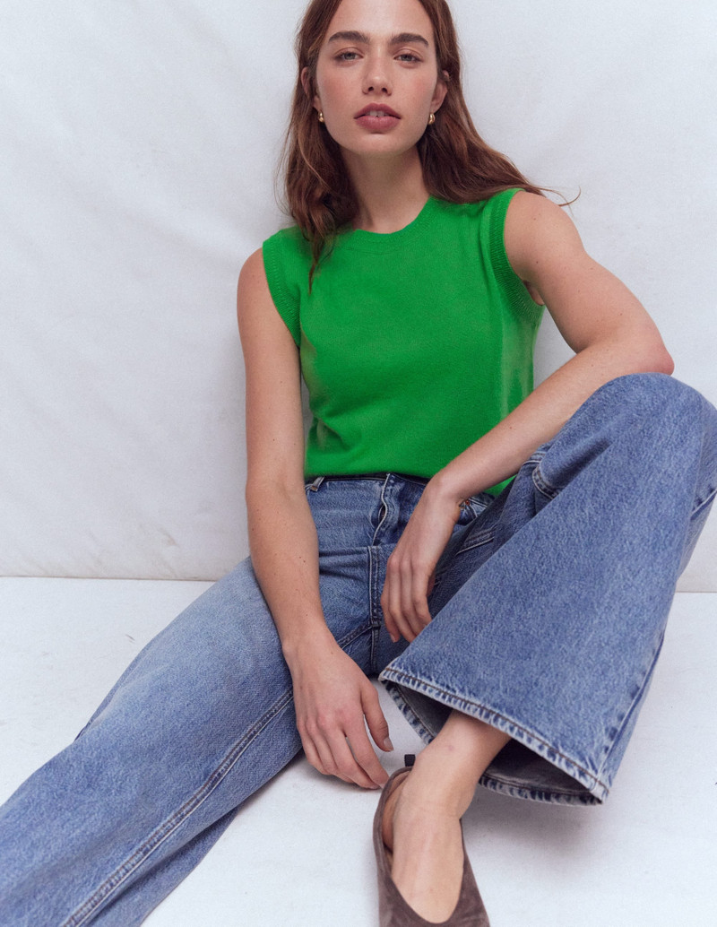 Eva Cashmere Vest-Sapling Green - 1