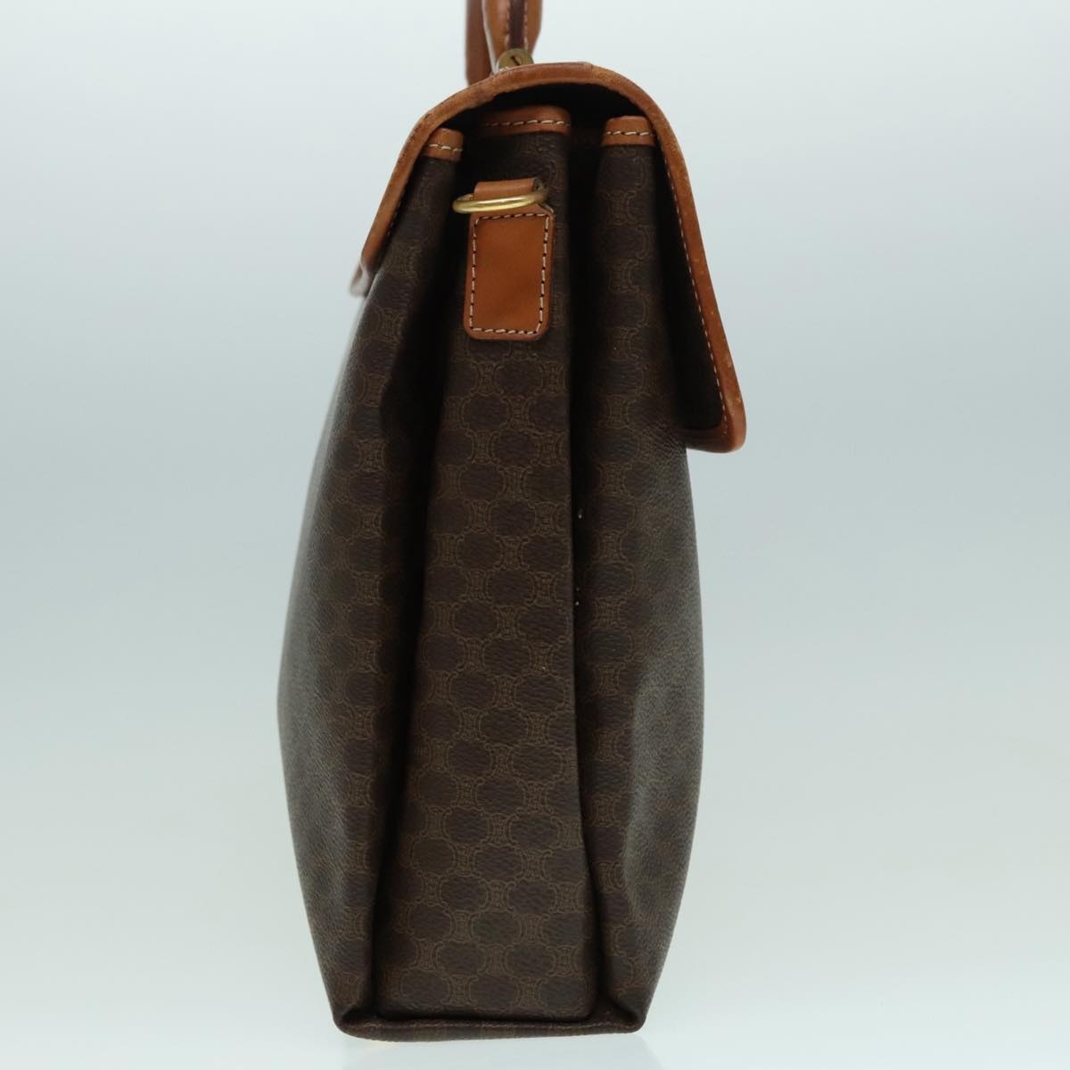 CELINE Macadam Canvas Hand Bag Pvc Leather Brown Gold - 4