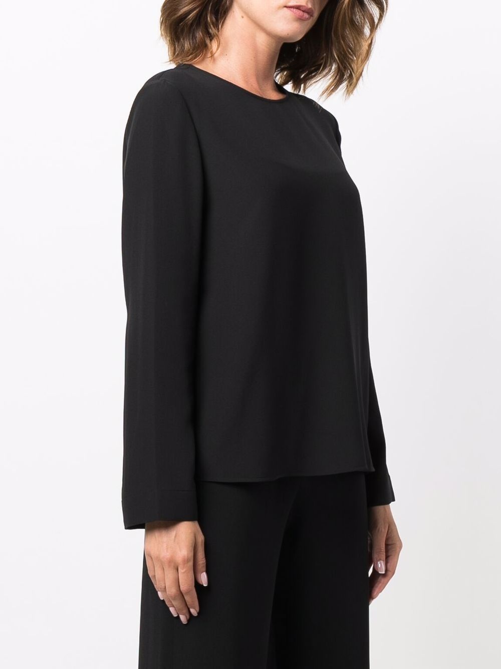 long-sleeve silk top - 3