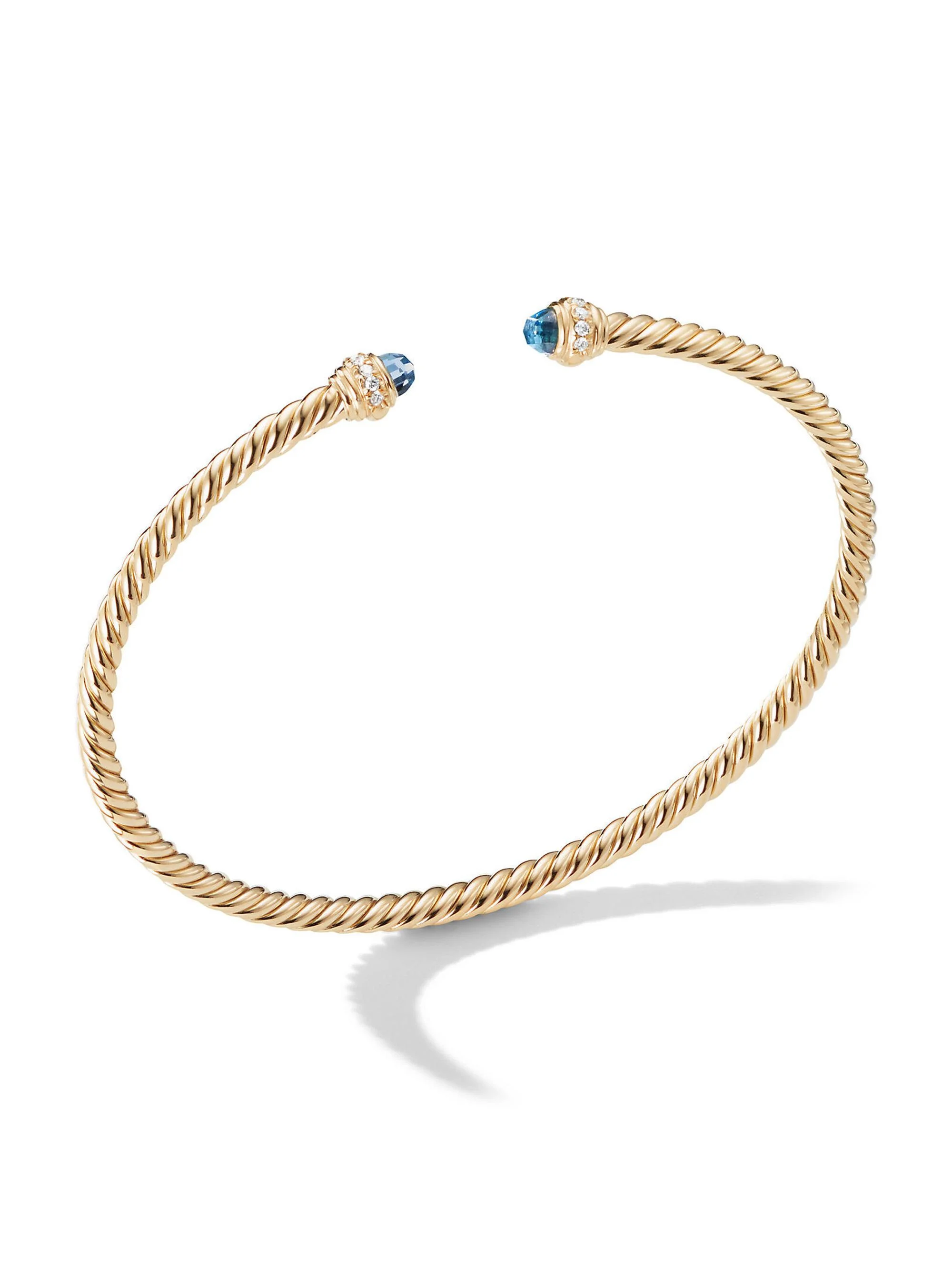 Women's Classic Cablespira Bracelet in 18K Yellow Gold and Diamonds - Hampton Blue Topaz - 1