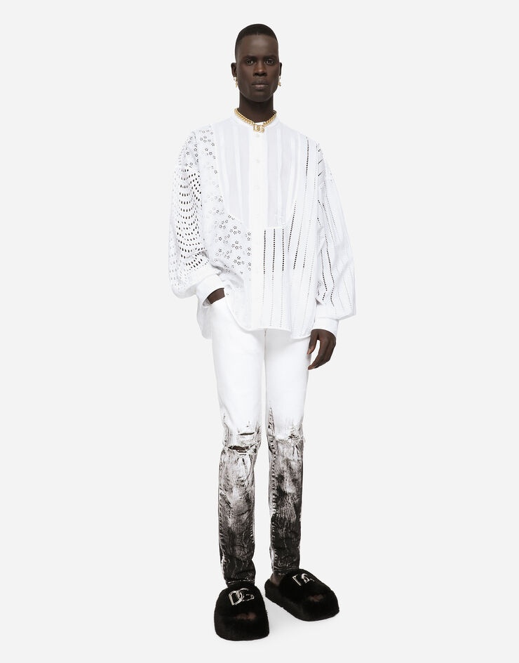 Skinny stretch jeans with rips and brushstrokes - 2