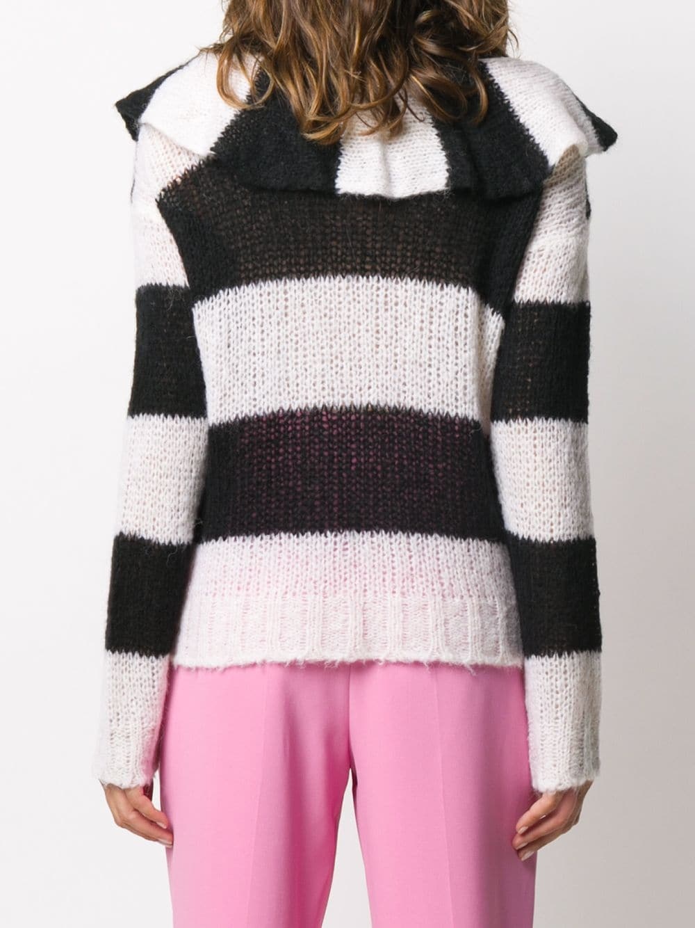 horizontal-stripe ruffle-detail jumper - 4