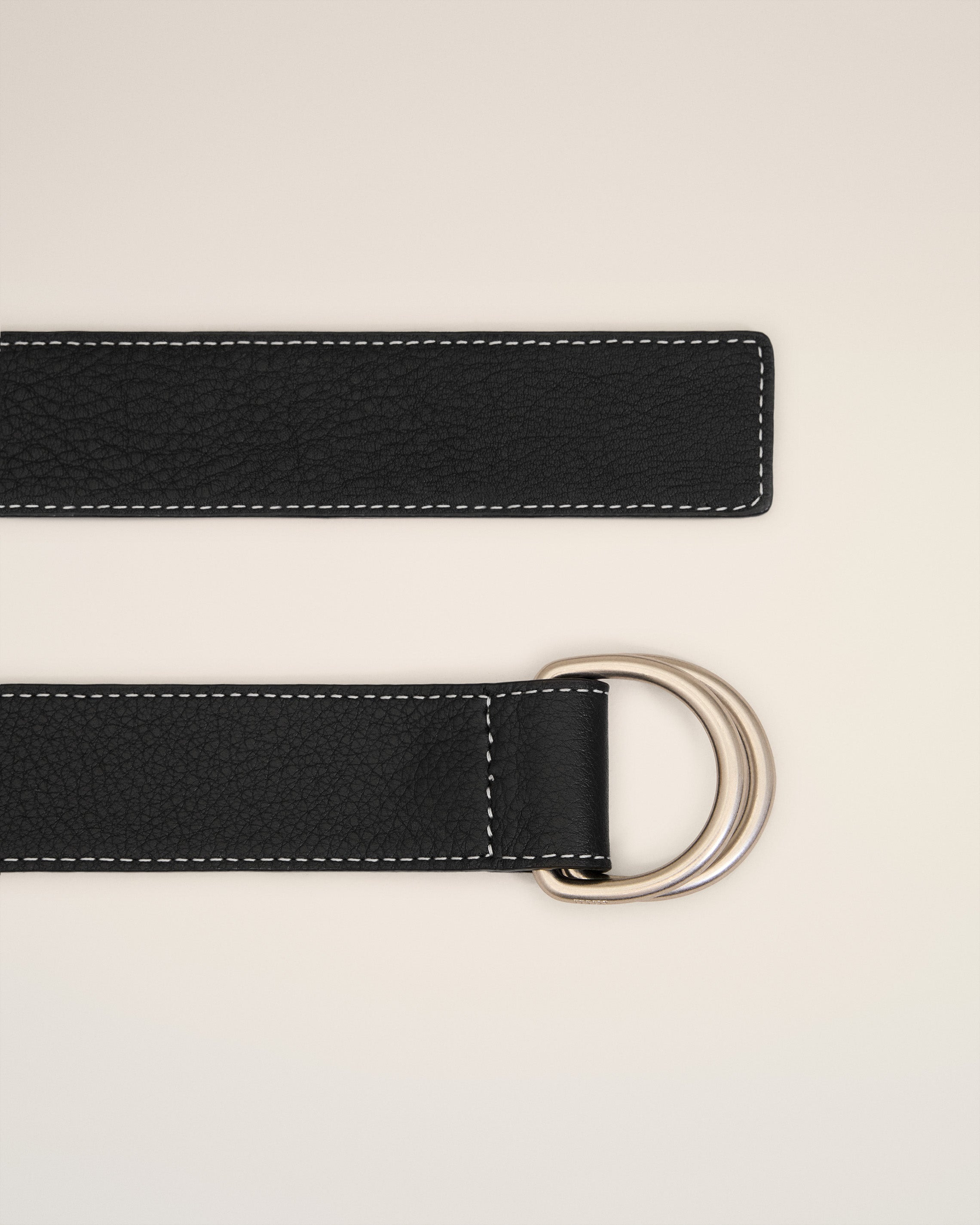 BLACK SUPPLE LEATHER DOUBLE BUCKLE 35MM BELT - 2