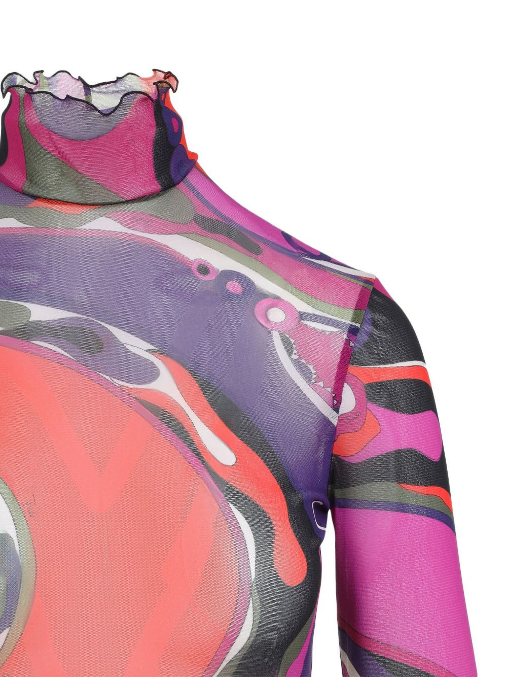 swirl-print turtleneck dress - 4