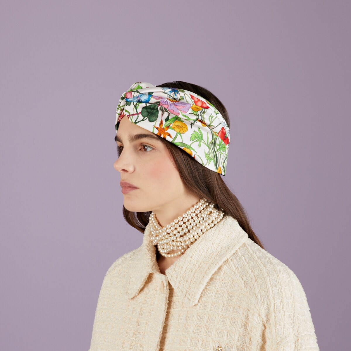 Flora print silk headband - 3