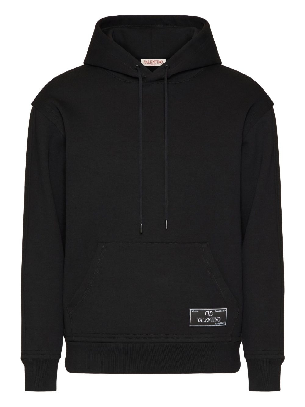 logo-patch technical cotton hoodie - 1