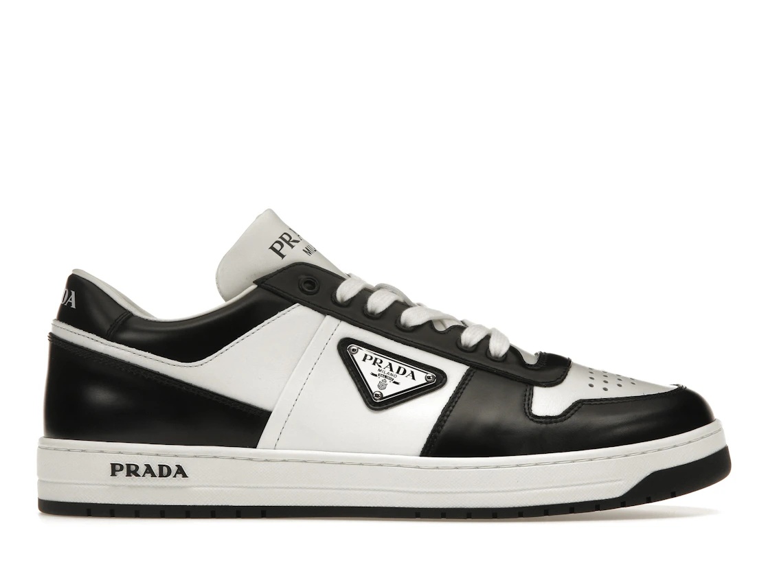 Prada Downtown Low Top Sneakers Leather White Black - 1