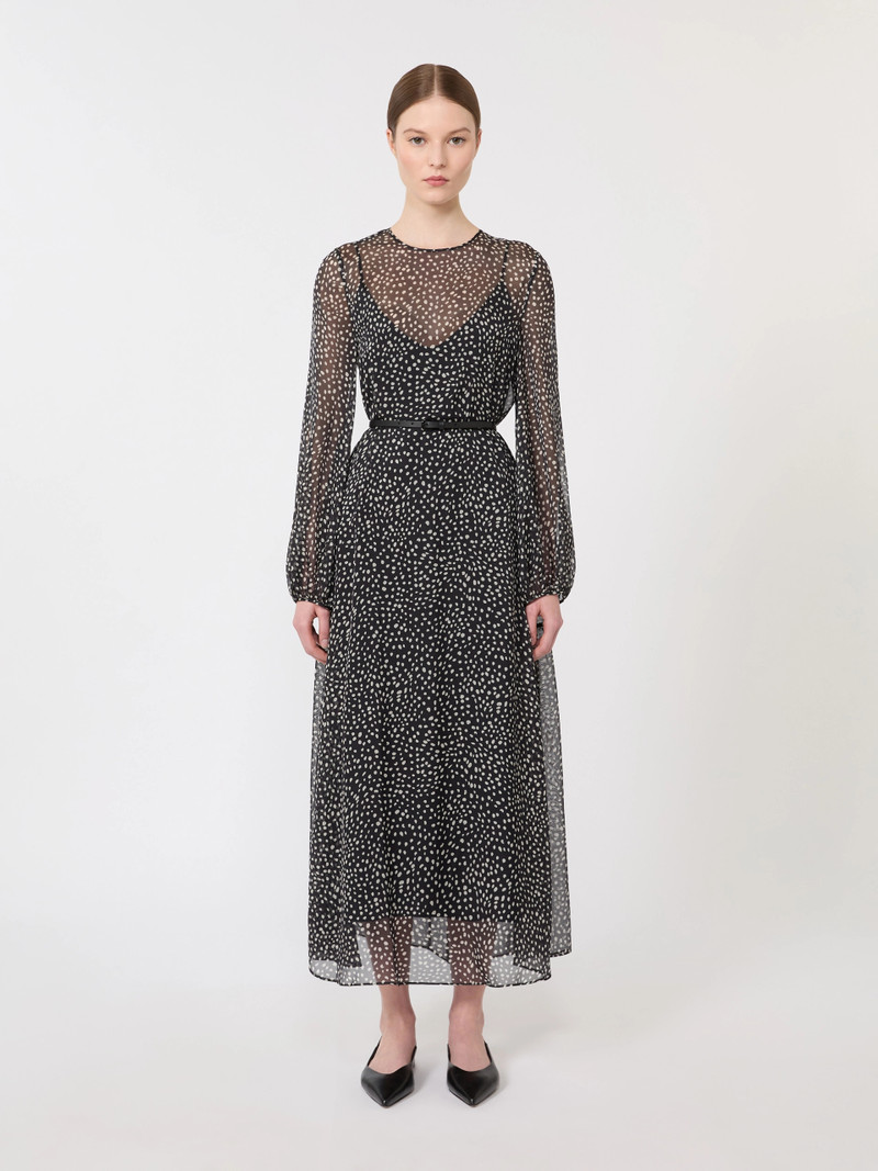 CAMPO Dress in printed chiffon - BLACK 3