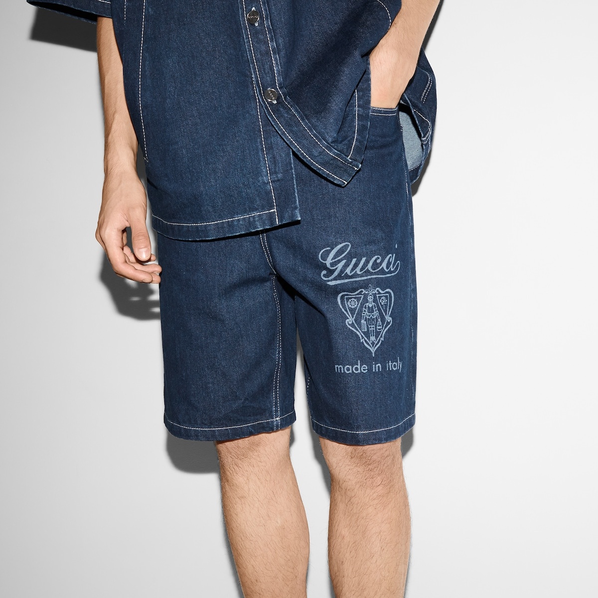 Lasered denim shorts - 5
