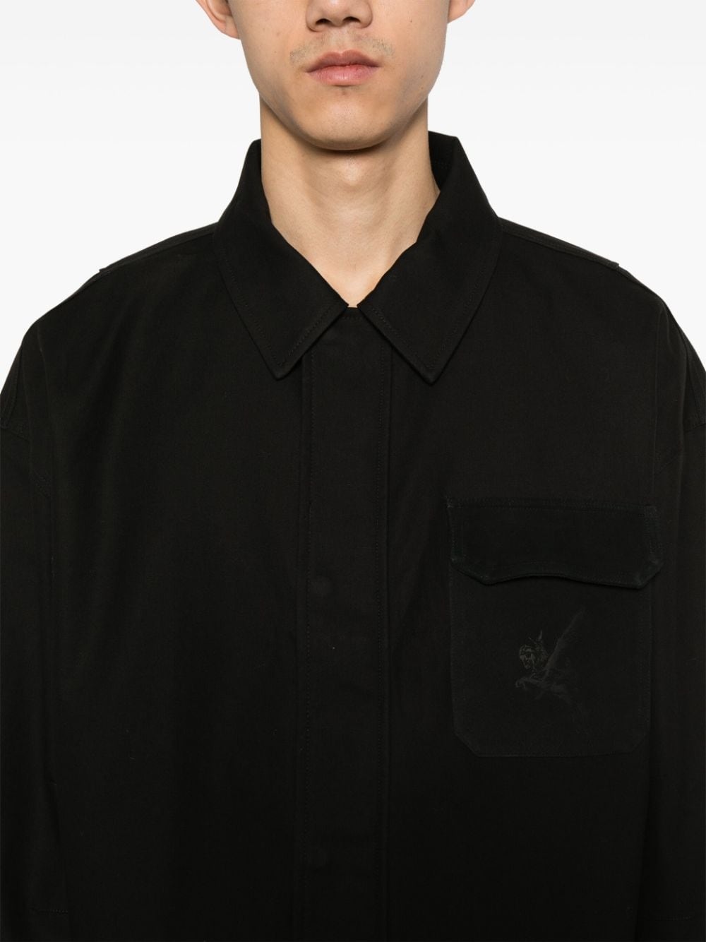 logo-engraved cotton jacket - 5