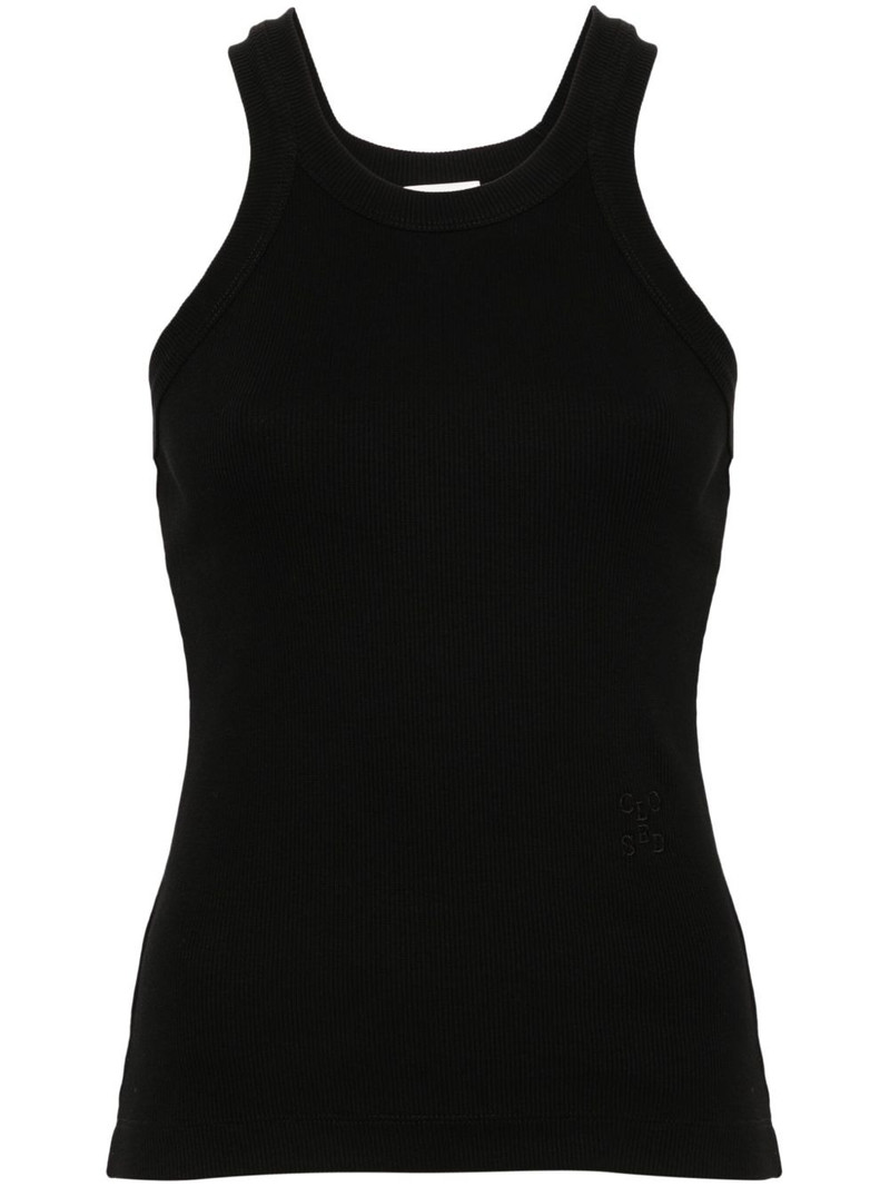 logo-embroidered ribbed tank top 1