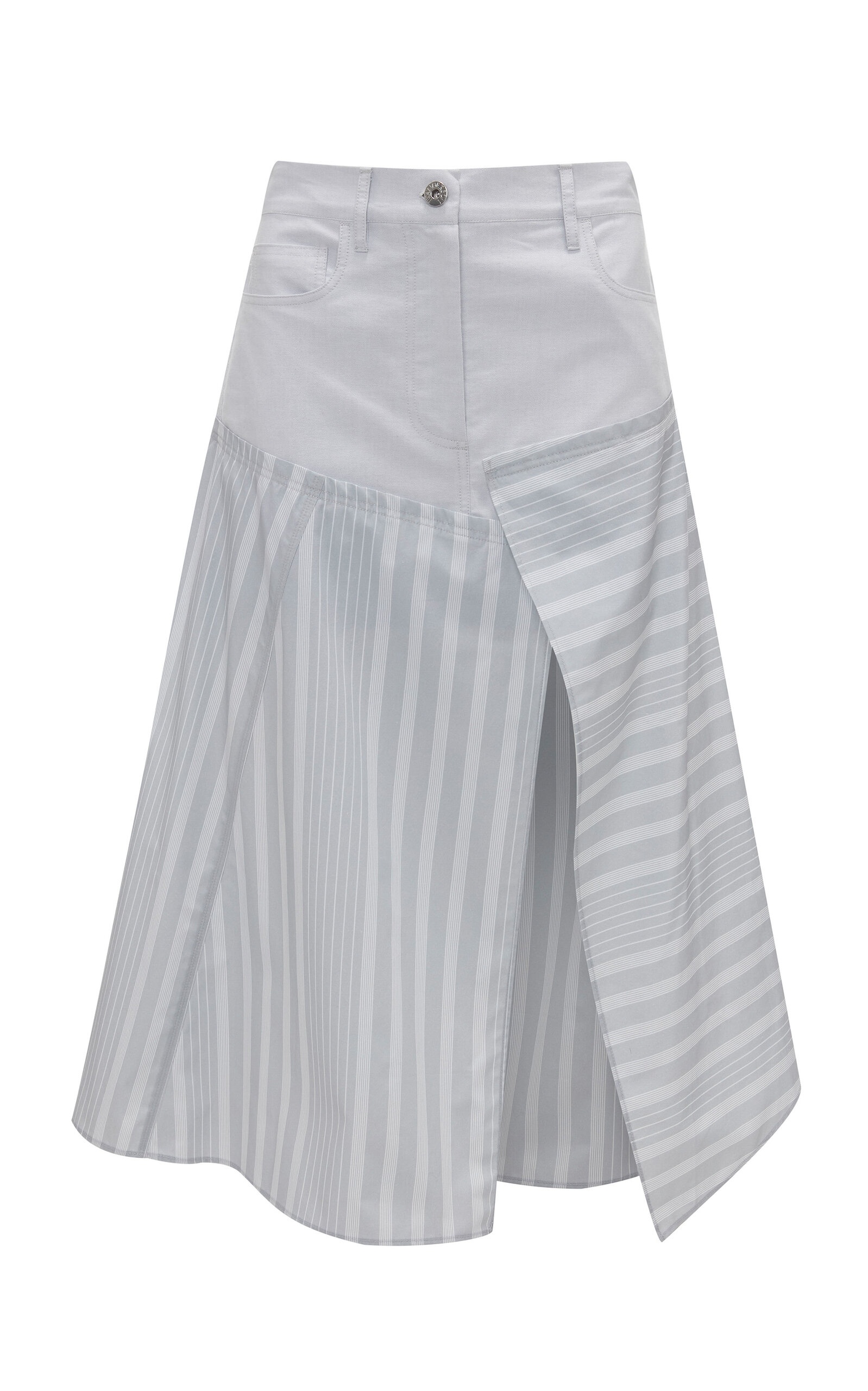 Patchwork Cotton Midi Skirt white - 1