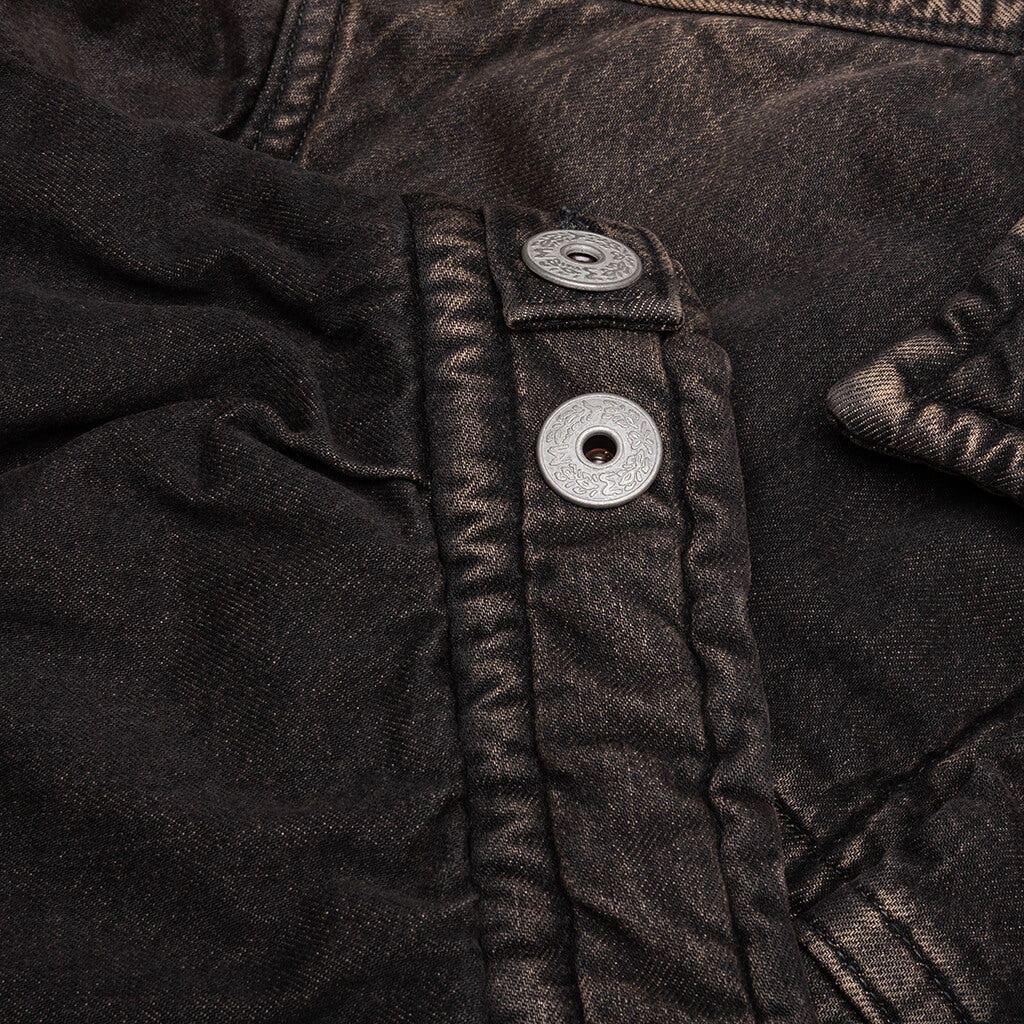PUFFER DENIM JACKET - BLACK - 8