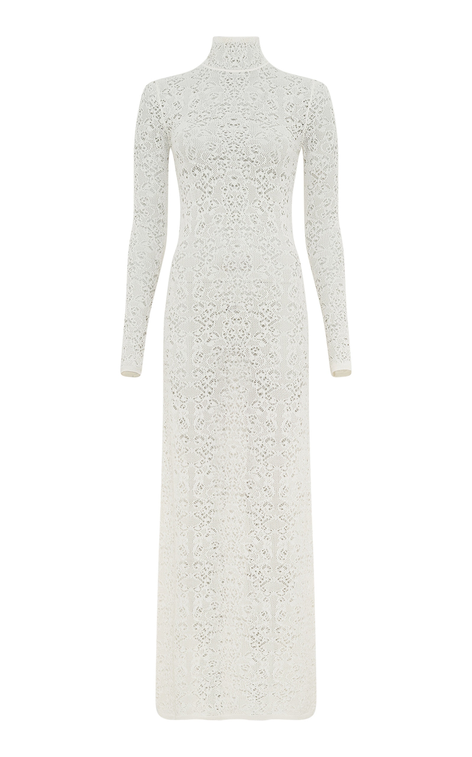Lethe Mockneck Wool-Silk Maxi Dress ivory - 1