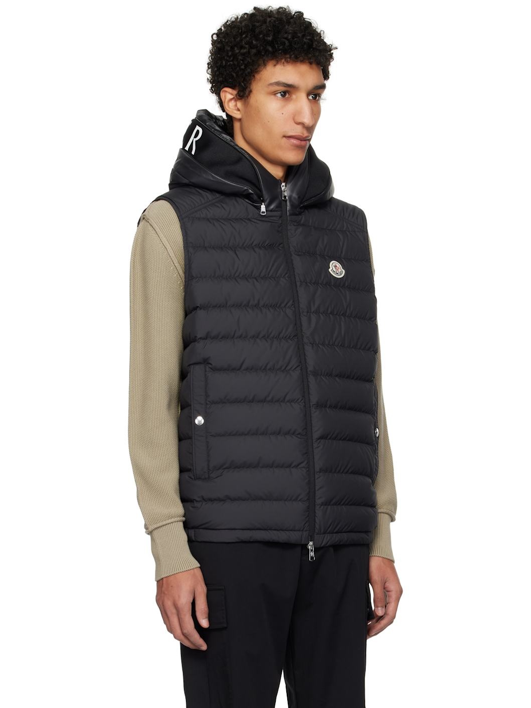 Black Bourget Hooded Down Vest - 2