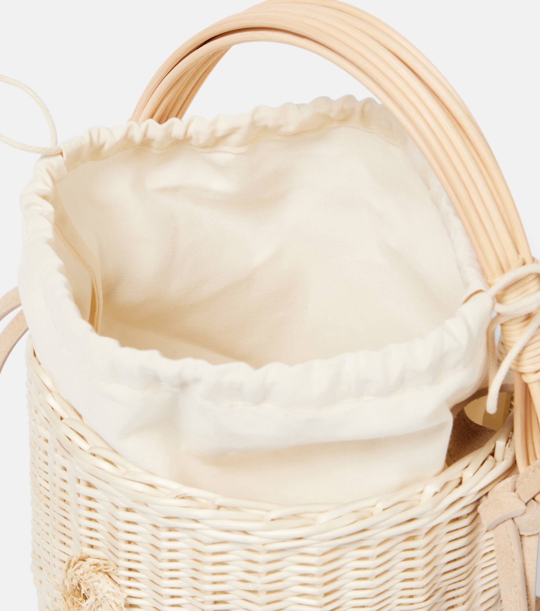 Iza rattan-trimmed wicker basket bag - 3