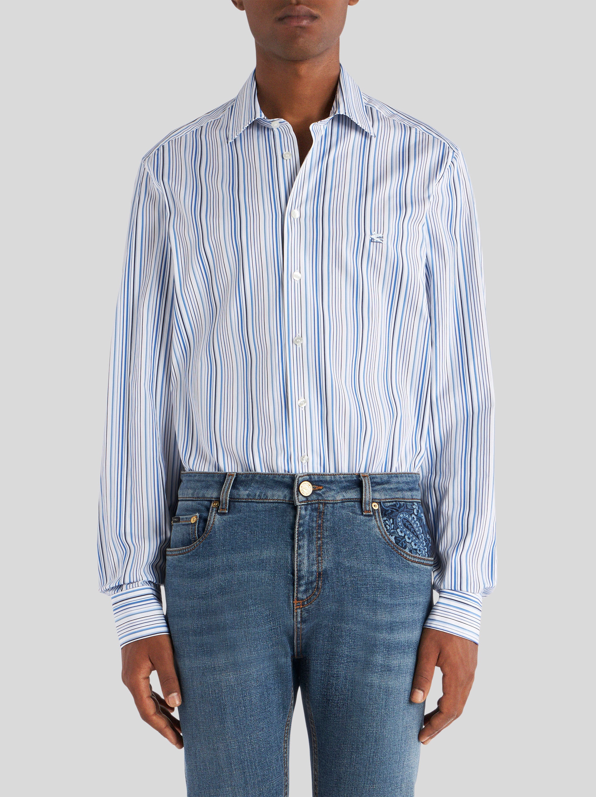 STRIPED SHIRT WITH ETRO LOGO AND PEGASO - 2