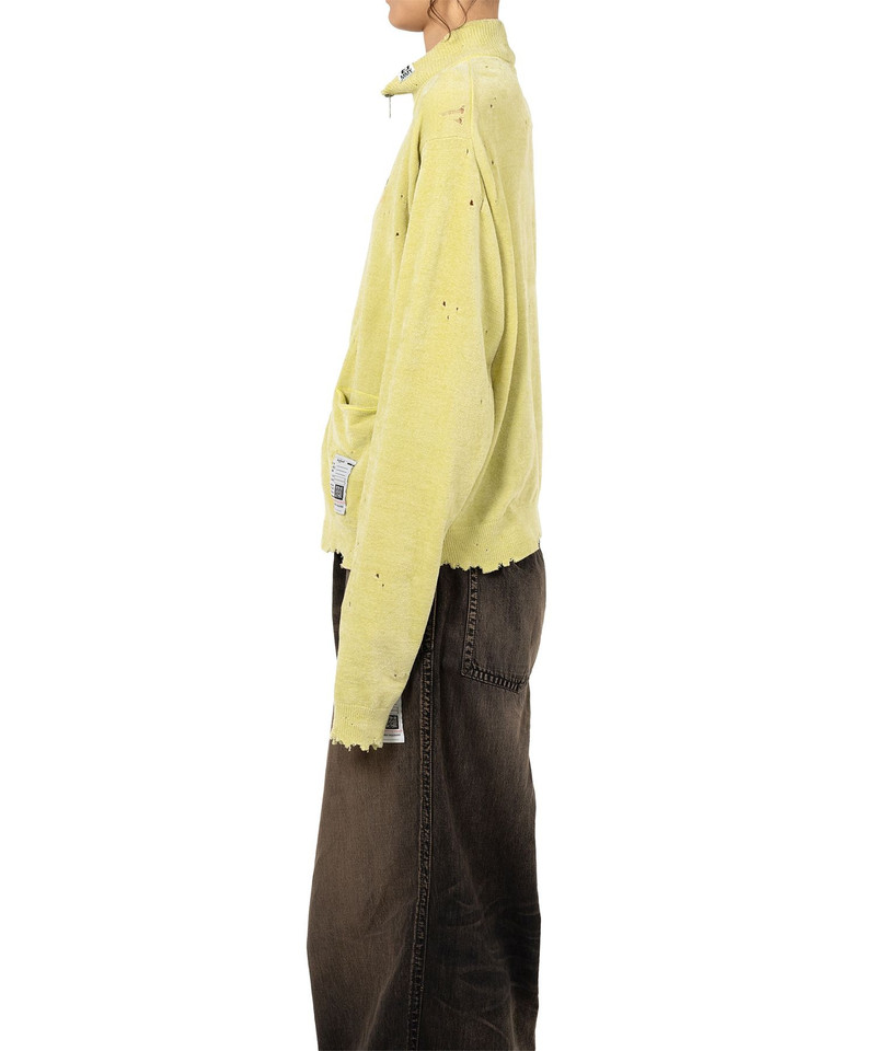 Distressed High Neck Knit Cardigan 11