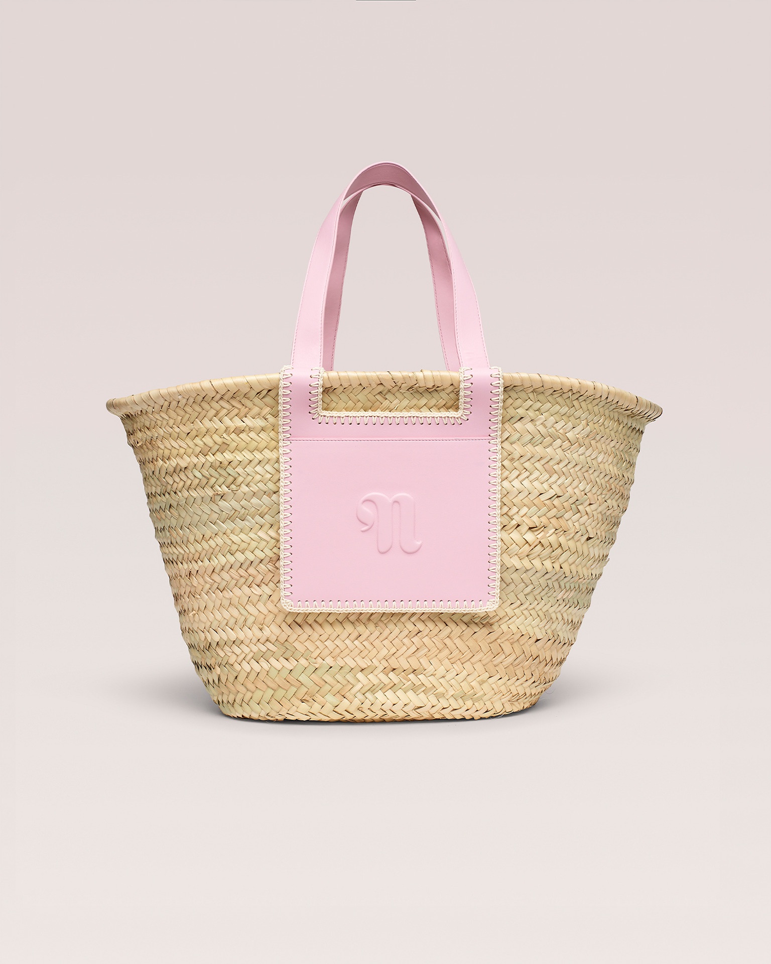THE BEACH BAG - Raffia tote - Natural/pink/creme - 1