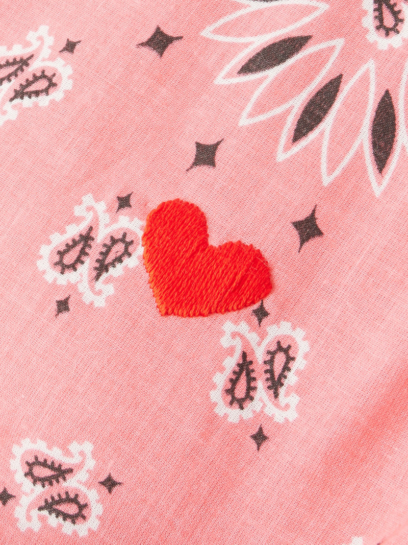 Coeur Vanity Embroidered Bandana-print Cotton Pouch 3