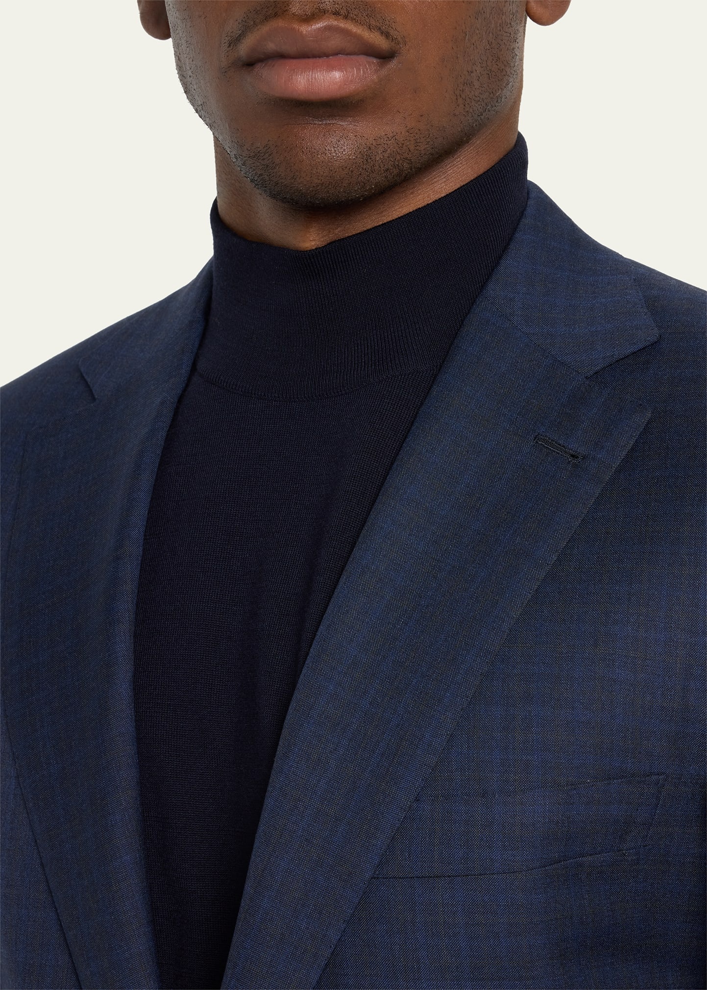 Men's Super 150s Wool-Silk Plaid Suit - 5