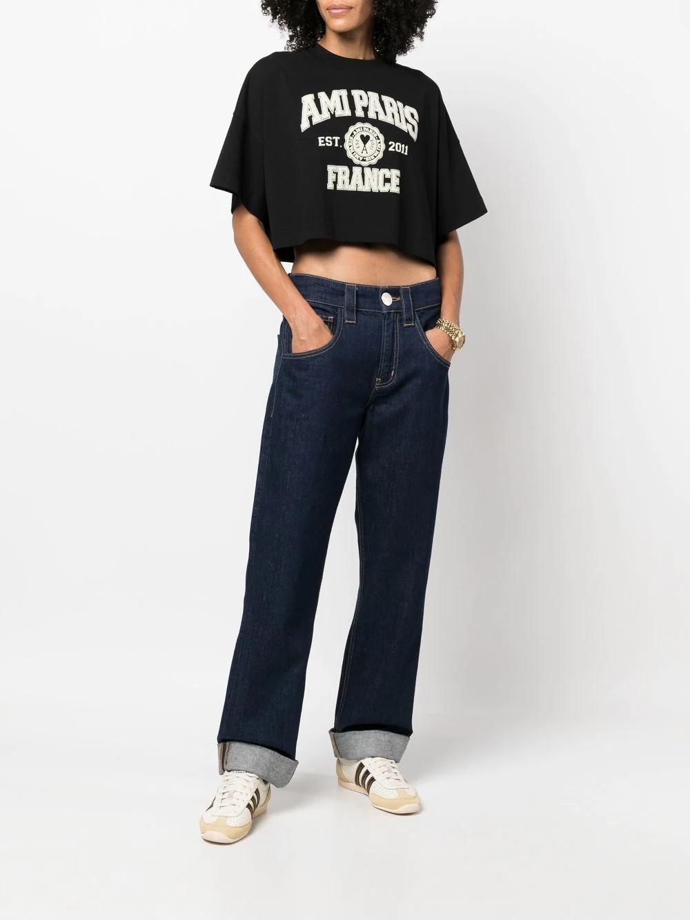 logo-print cropped T-shirt - 3