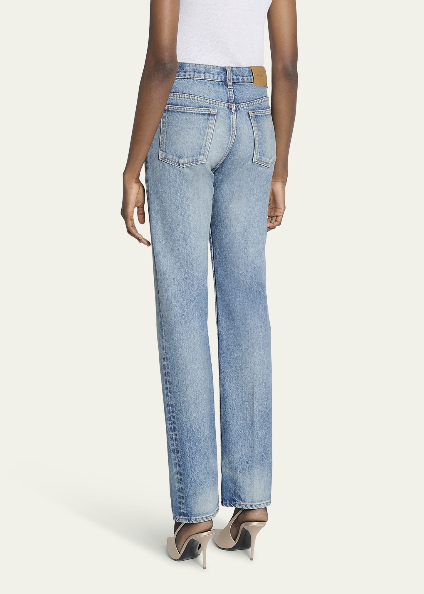 High Waisted Straight Leg Denim Pants - 3