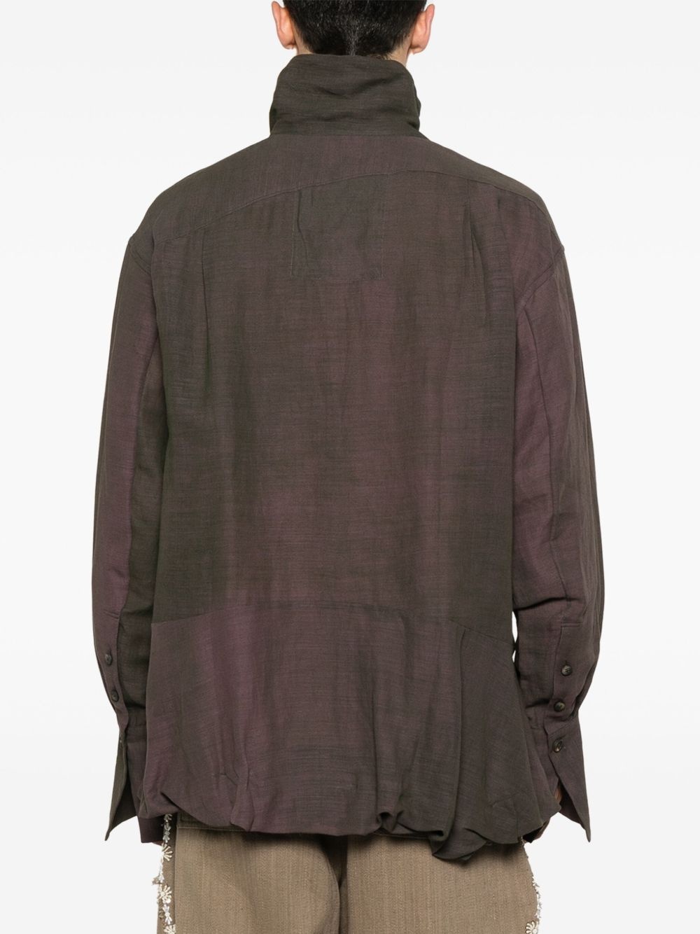 double-breasted high-neck shirt jacket - 4