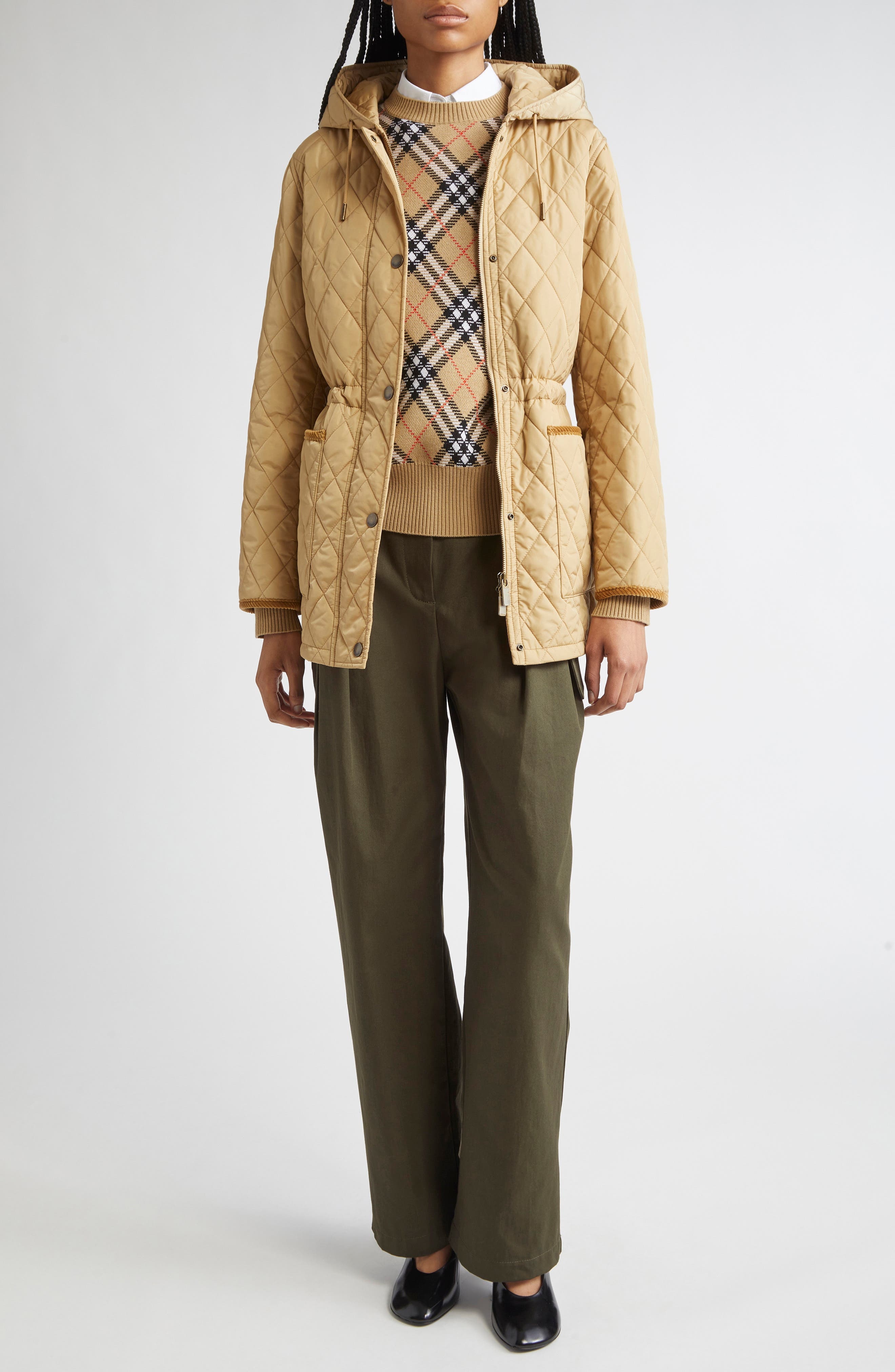 burberry Water Repellent Quilted Nylon Parka in Flax at Nordstrom - 2