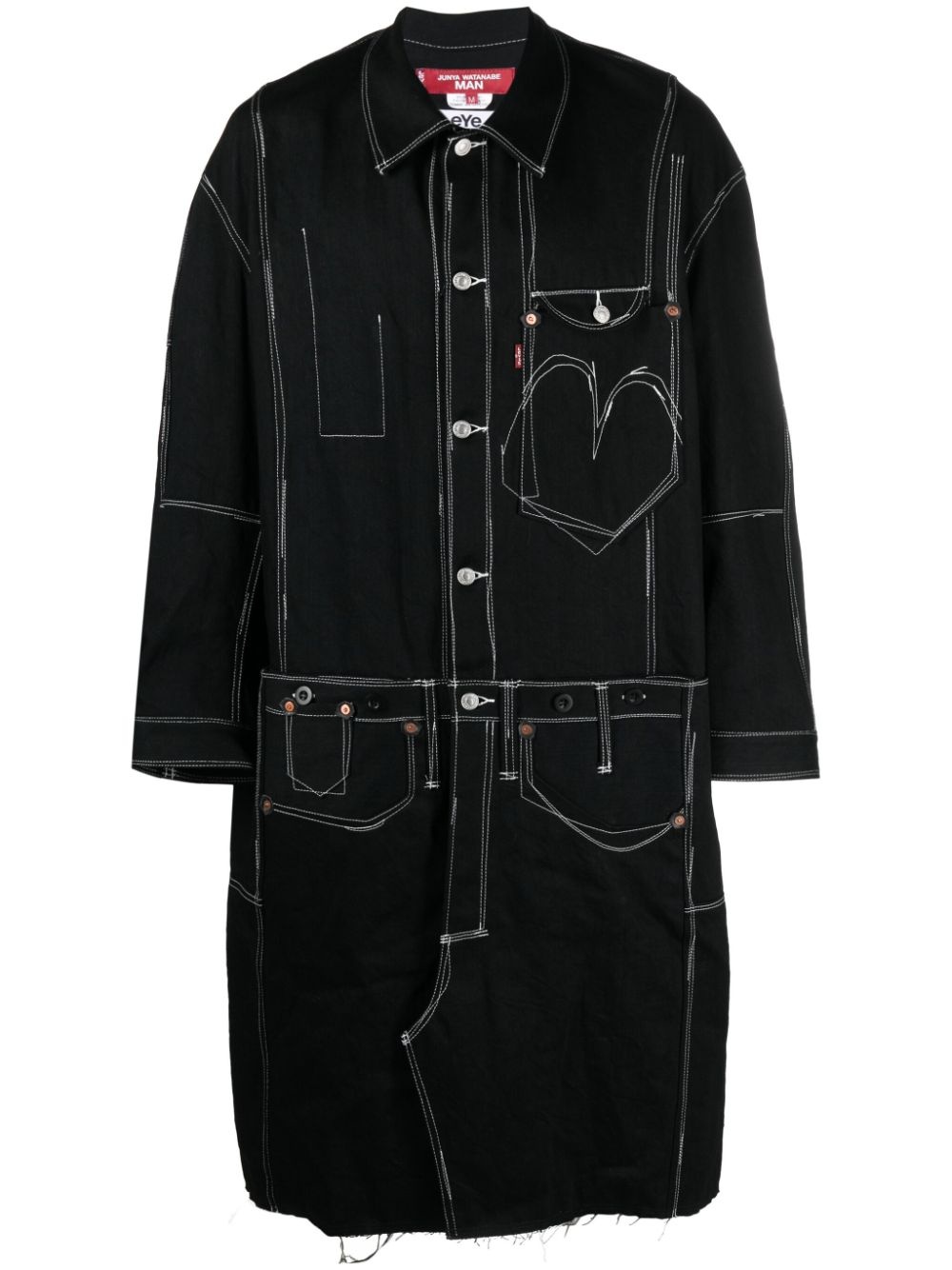 x Levi's contrast-stitching denim midi coat - 1