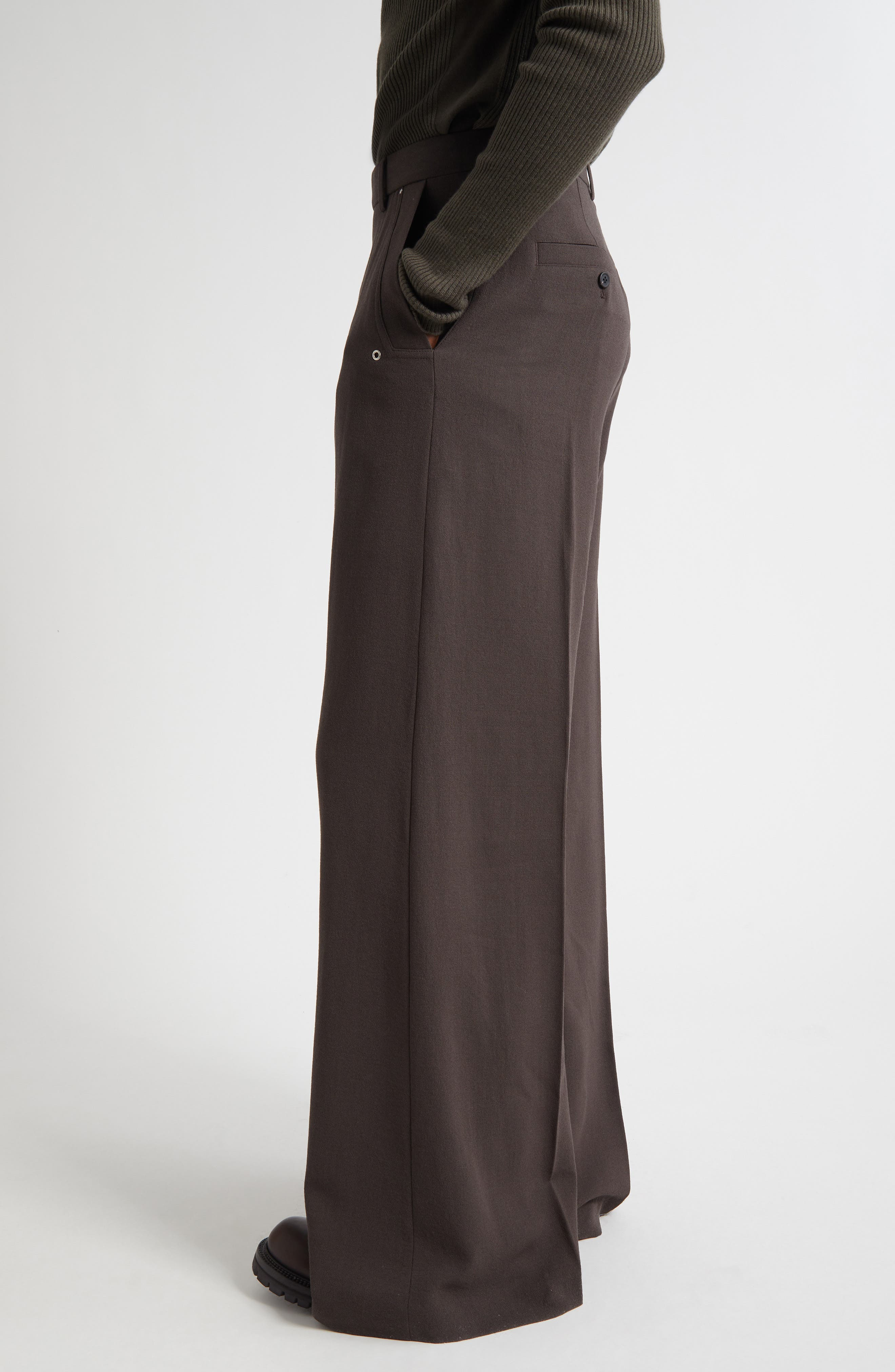 Rick Owens Belas Tailored Wide Leg Pants in Dark Dust at Nordstrom - 4