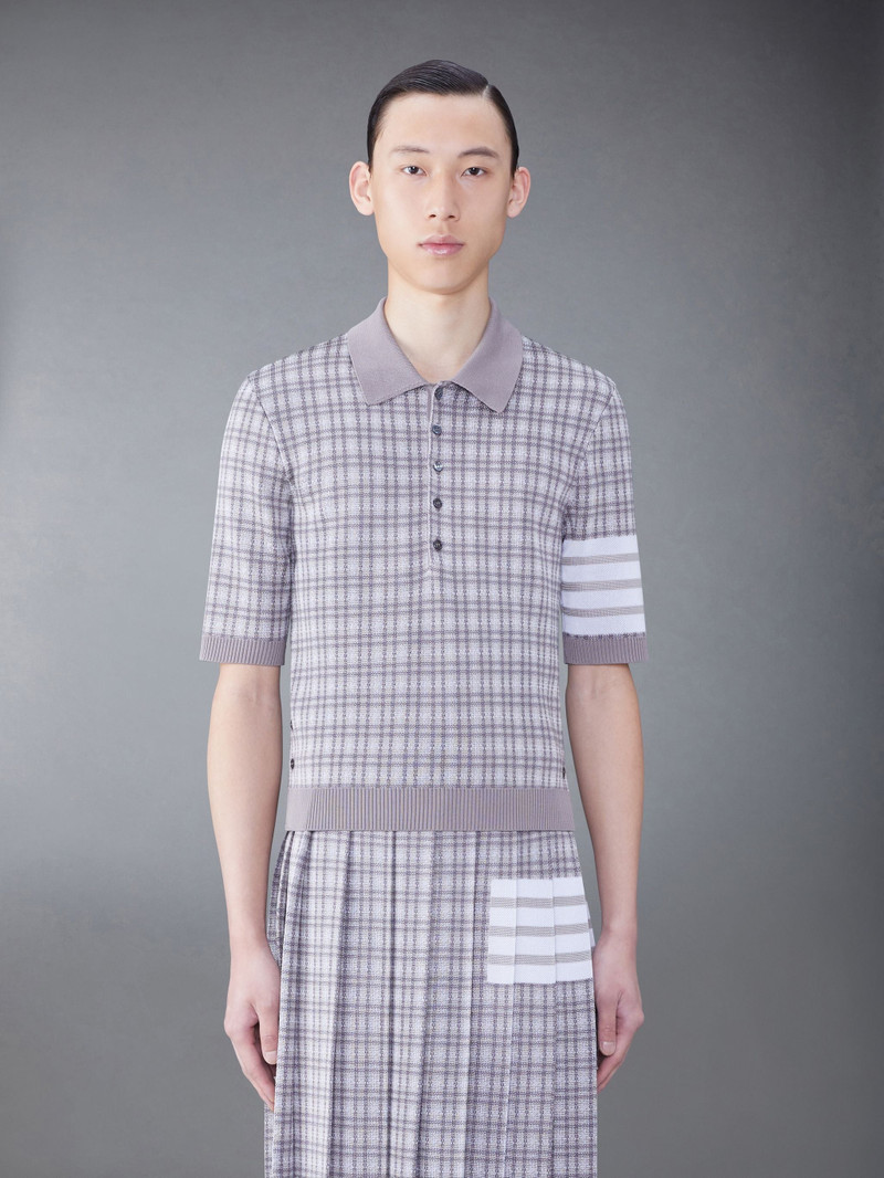 Silk Cotton Check Jacquard 4-Bar Polo 1