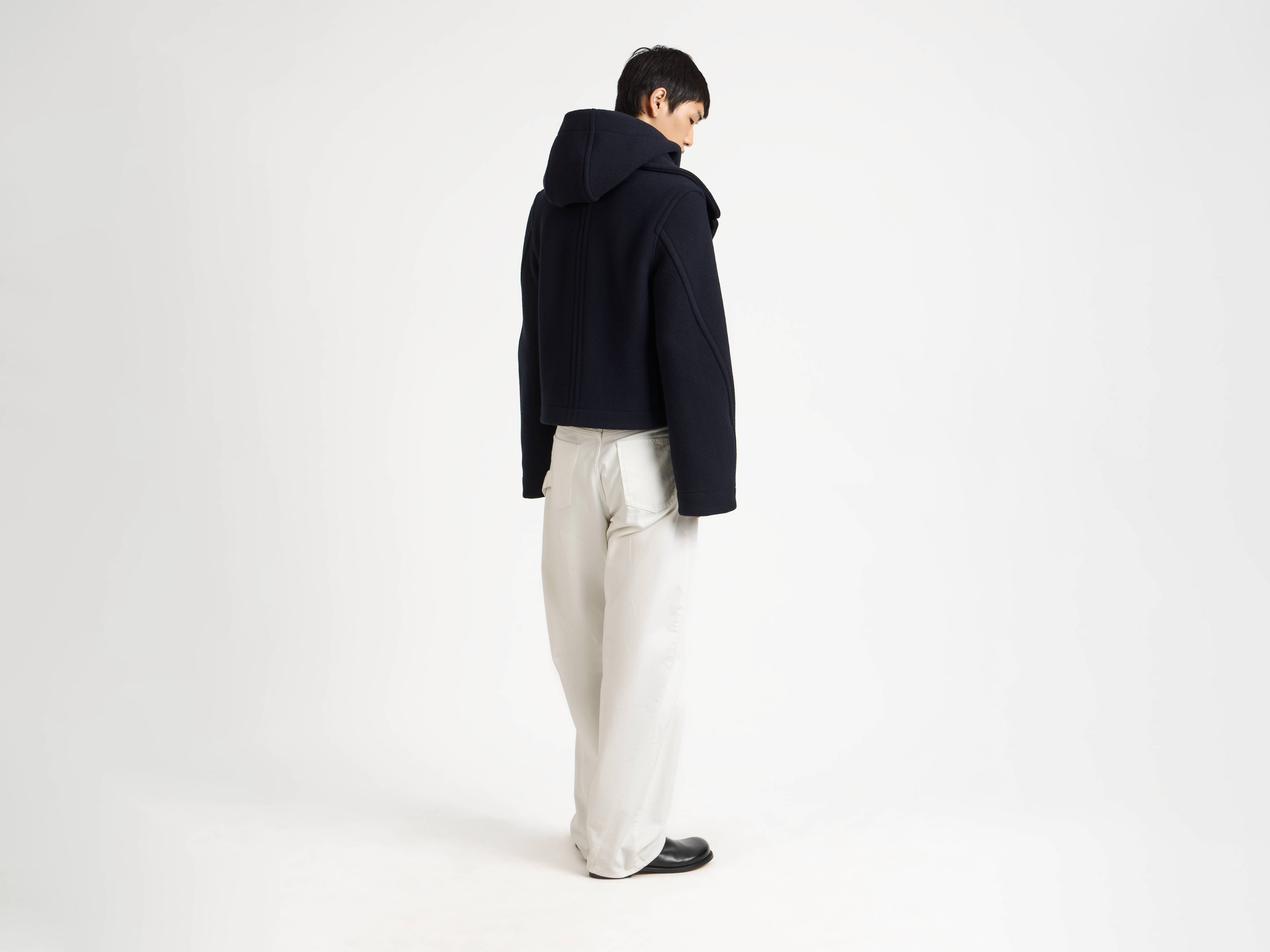 CROPPED HOODED COAT IN NAVY - 6