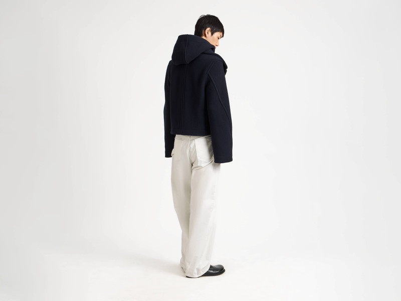 CROPPED HOODED COAT IN NAVY 6