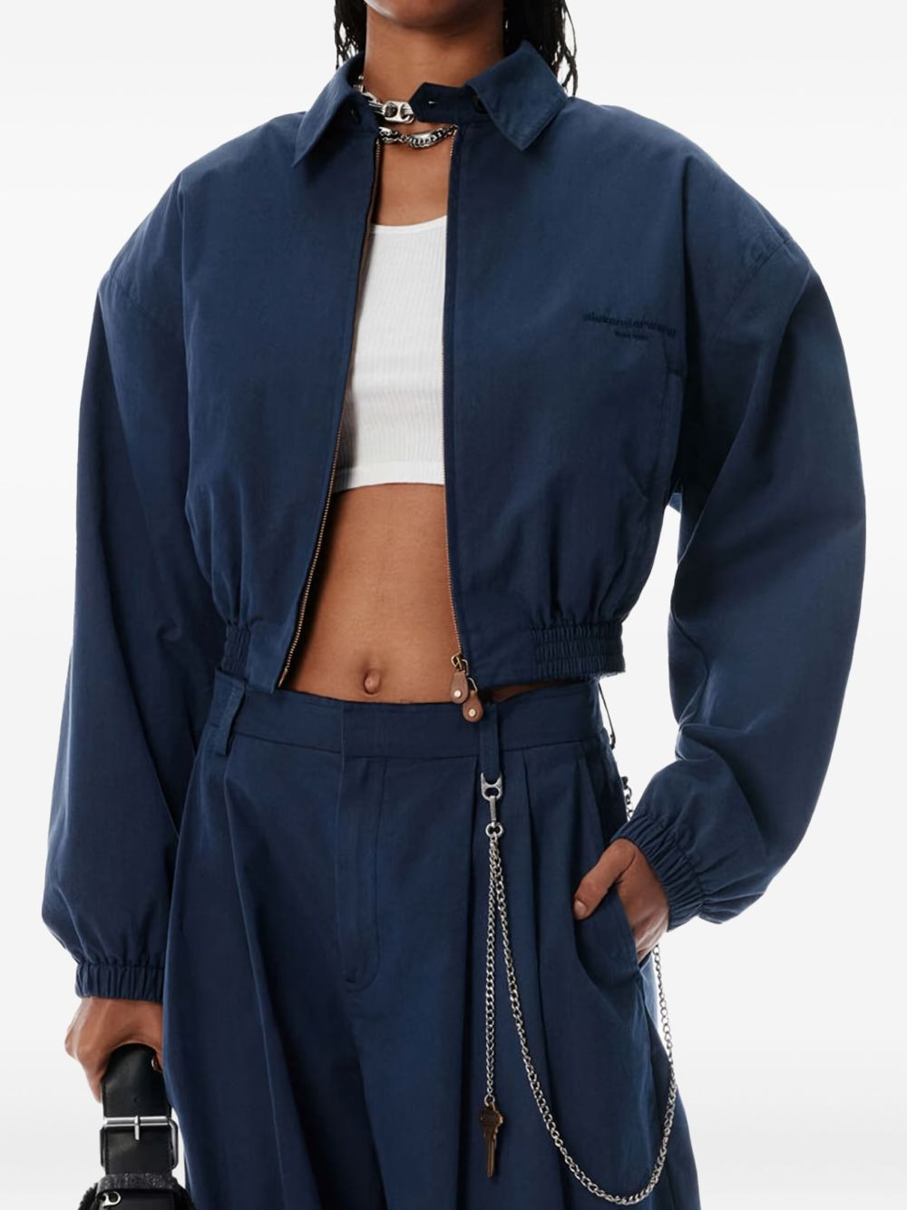cropped cinched harrington jacket - 2