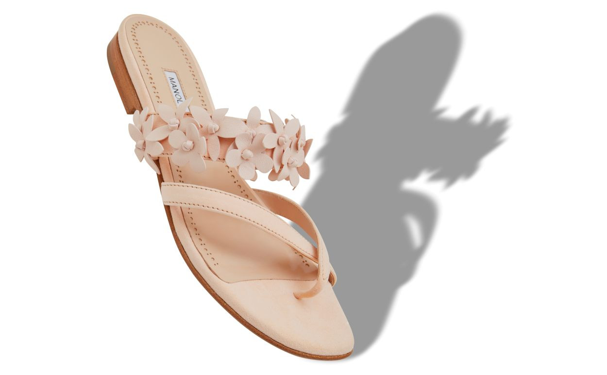 Light Beige Nappa Leather Flat Sandals - 2