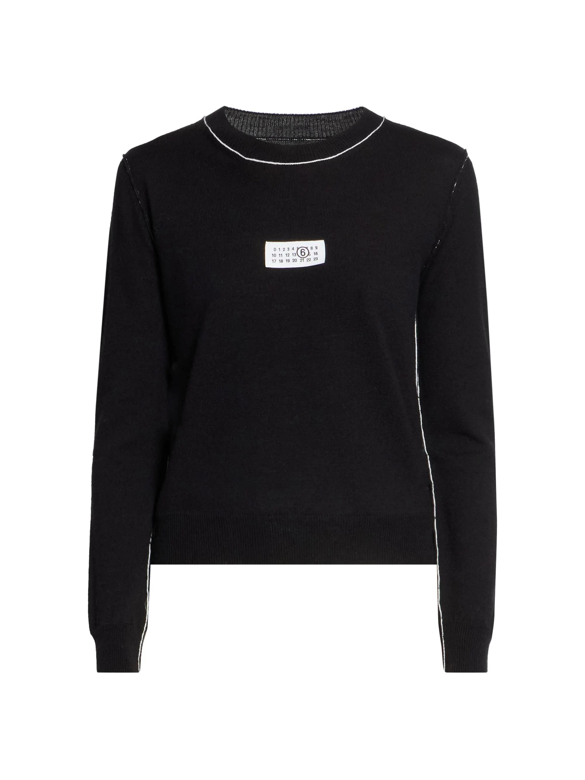 Women's Wool Crewneck Sweater - Black - 1