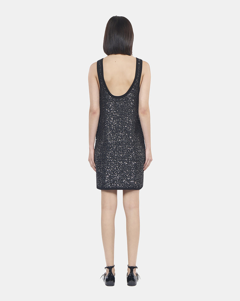 BLACK SEQUIN KNIT SHORT DRESS 4