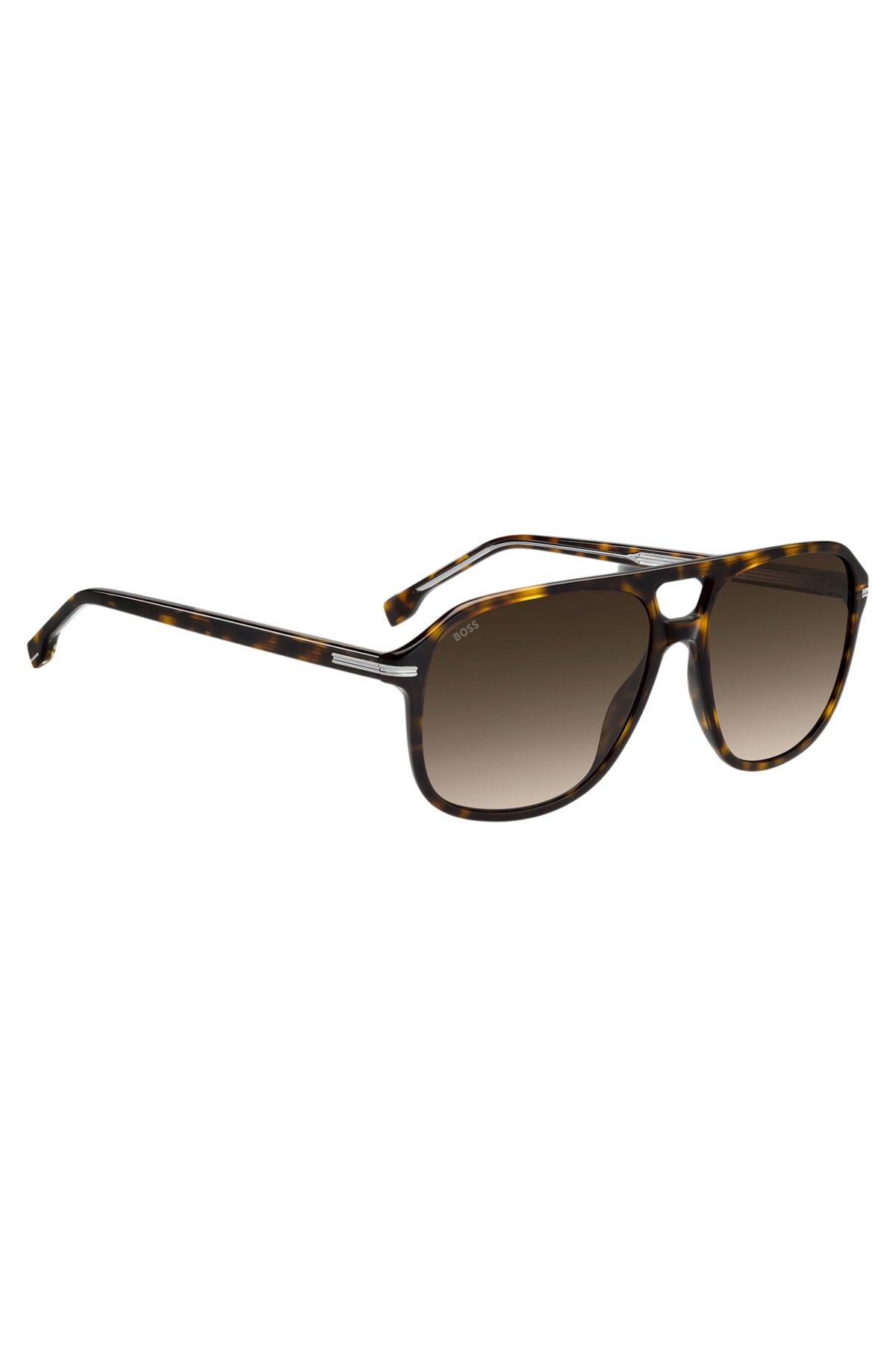 HAVANA-ACETATE SUNGLASSES WITH SILVER-TONE TRIMS - 4