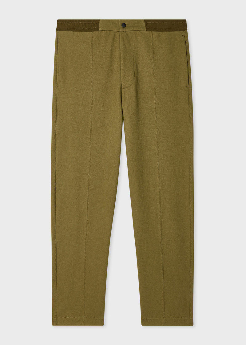 Khaki Cotton Jersey Front-Seam Sweatpants 1