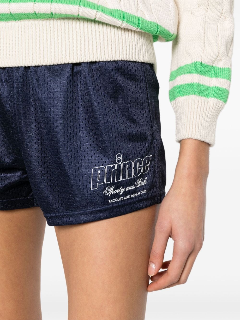 logo-printed mesh mini shorts - 5