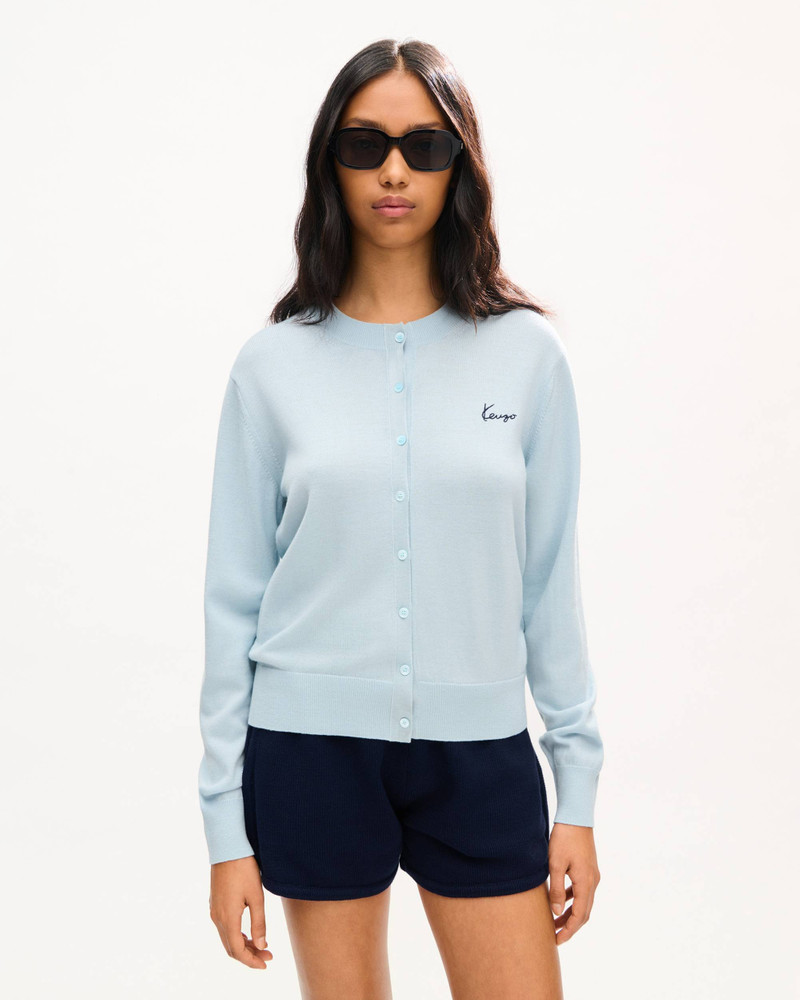 KENZO 'KENZO Signature' embroidered cardigan in merino wool outlook