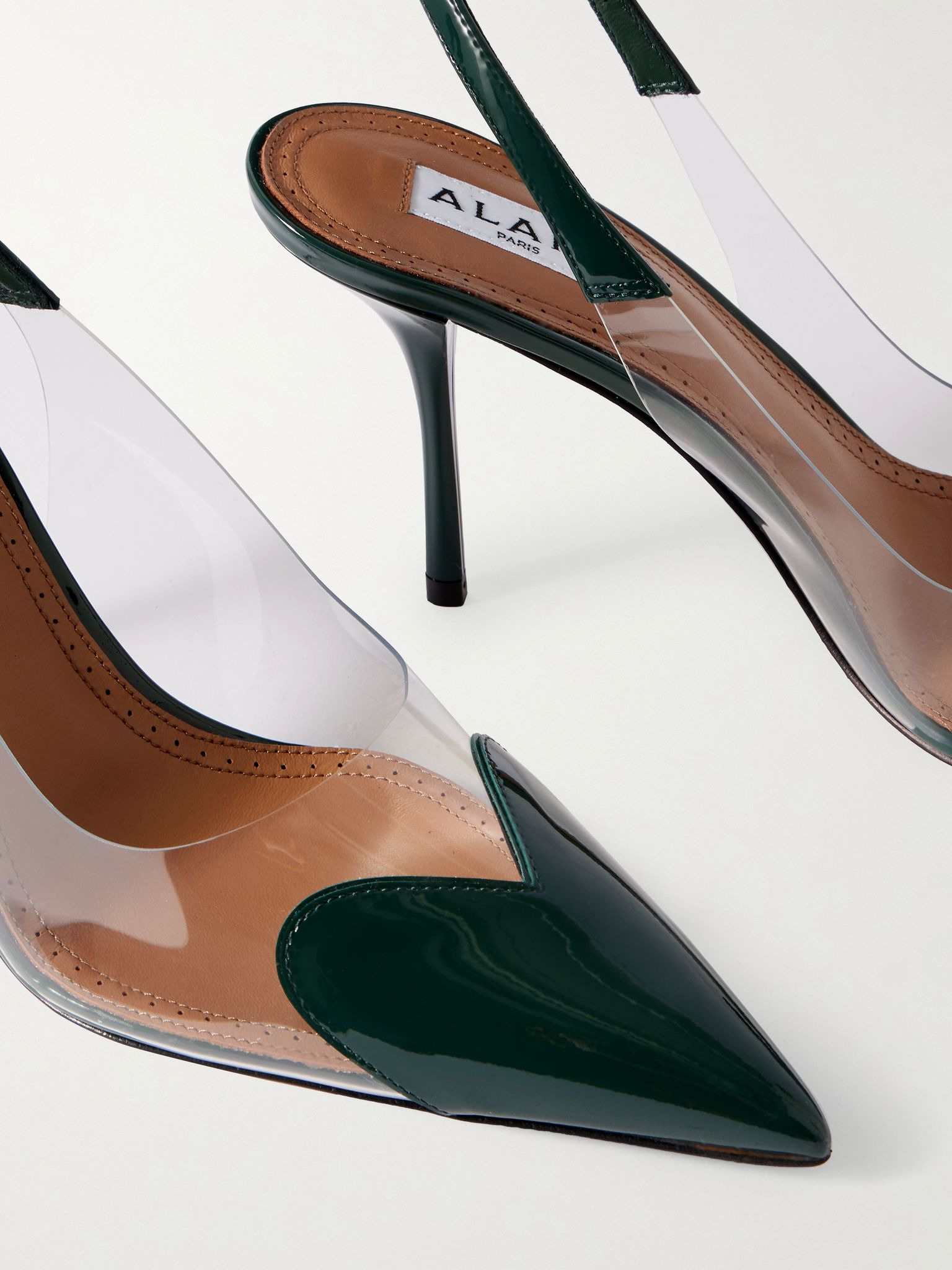 Le Cœur patent-leather and PVC slingback pumps Dark green - 4