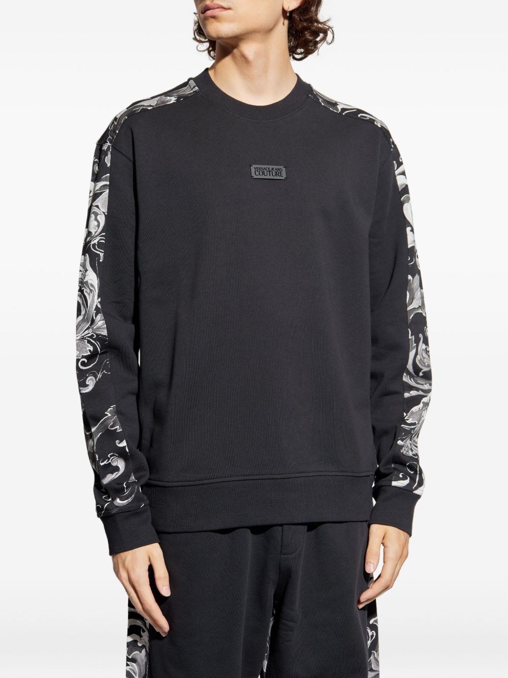 baroque-print panelled sweatshirt - 3