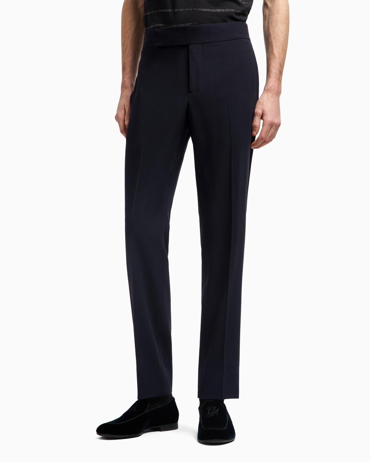 VIRGIN WOOL CRÊPE FLAT-FRONT TROUSERS - 4